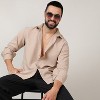 Campus Sutra Men Men's Beige Self-Design Intertwine Shirt - 2 of 4