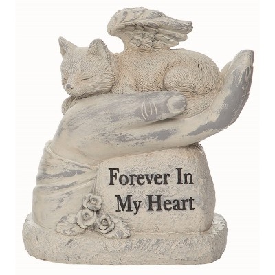 Transpac Stone 7" Grey Spring Cat Feline Rememberance Garden Stone Accent