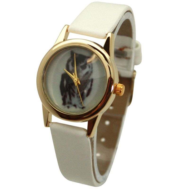 Olivia Pratt Owl Drawing Face Faux Leather Band Women Watch, 3 of 6