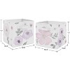 Sweet Jojo Designs Fabric Storage Bins Set Watercolor Floral Purple Grey and Pink - 3 of 4