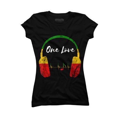 Adult Design By Humans Headphones Jamaican Pride One Love By T-Shirt