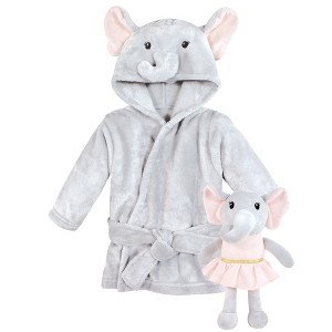 Hudson Baby Unisex Baby Plush Bathrobe and Toy Set, Dreamy Elephant Girl, One Size - 1 of 4