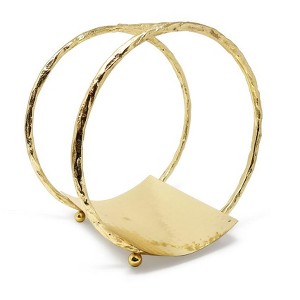 Classic Touch Brass Circle Magazine Rack with Gold Ball Detail - 1 of 3