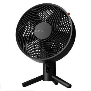 Sharper Image SPIN 12 Compact Oscillating Tabletop Fan with Remote Black: Quiet, Adjustable Tilt, 3 Speeds, Indoor Use - 1 of 4