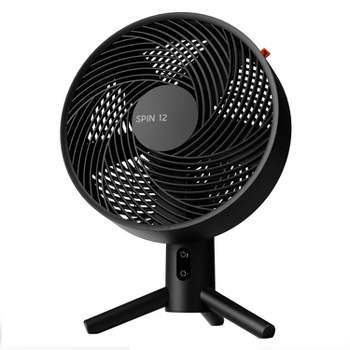 Sharper Image SPIN 12 Compact Oscillating Tabletop Fan with Remote Black