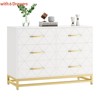 Pink/White/Black Dresser for Bedroom w/ 6 Drawers Wood Chest of Drawers TV Stand Morden Dresser for Closet/ Living Room/ Hallway/ Nursery - 2 of 4