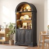 Vlsrka Arched Cabinet, Kitchen Pantry & China Cabinet, Arched Bookshelf with Open & Adjustable Shelves, Induction 3-Color Lights,Black - 3 of 4