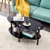 Oval Tempered Glass Coffee Table with Stainless Steel Legs and 3 Layers for Living Room - 2 of 4