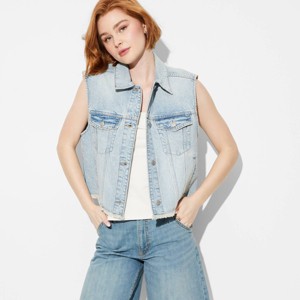 Women's Denim Oversized Trucker Vest - Wild Fable™ - 1 of 3