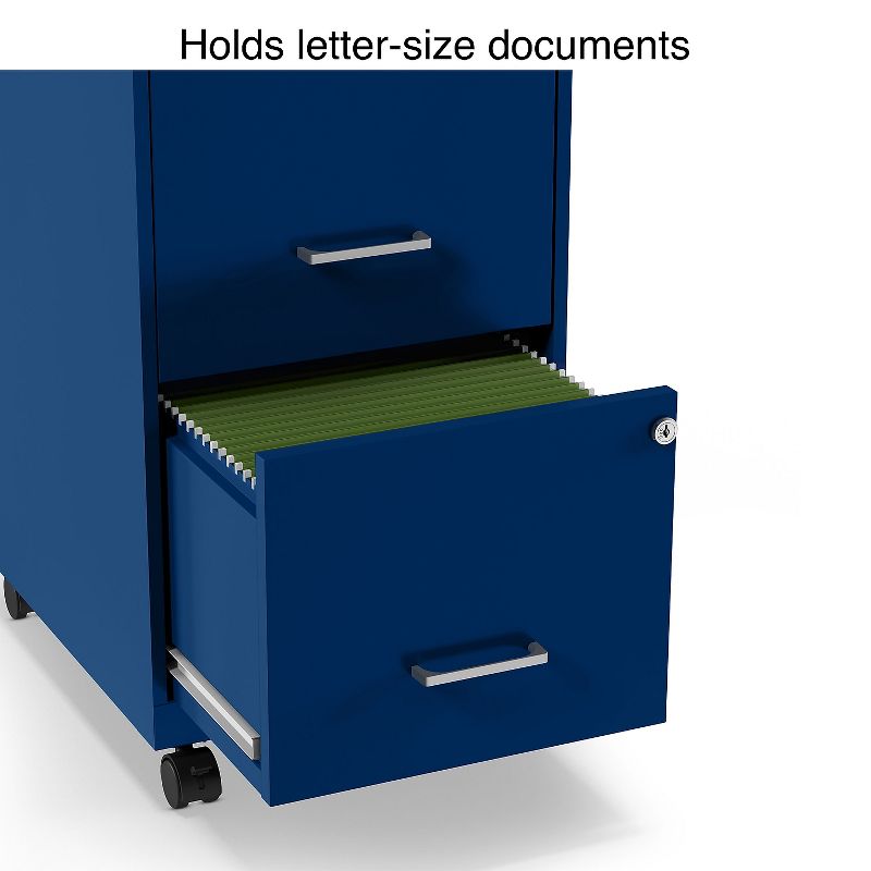 Staples 2-Drawer Light Duty Vertical File Cabinet Locking Letter Blue 18" (24362) ST60052-CC, 3 of 10