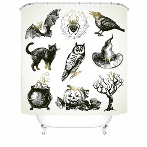 Halloween Owl Pumpkin Shower Curtains for Bathroom Waterproof Fabric Bath Curtain Durable Soft Stylish Bathroom Decor 72x72 Inch - 1 of 1