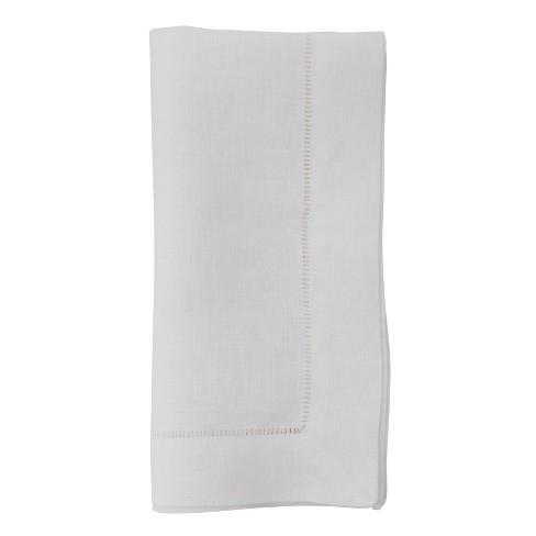 22 X 22 White Linen Hemstitched Dinner Napkins Set Of 4 Large Linen Hem Stitch Luxury Cloth Napkin By Bumblebee Linens