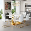 7-Piece Dining Set with 4 Upholstered Chairs and Tempered Glass Rock Top - 2 of 4