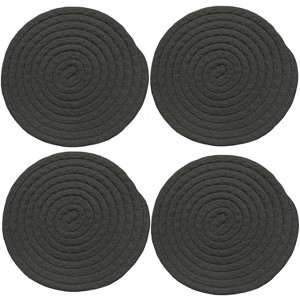 Home Mart Goods Dark Grey Extra Thick Woven Trivet Round Placemats Natural Cotton Hot Potholder Mat Heat Resistant - 9"x9"(Pack of 4) - 1 of 4