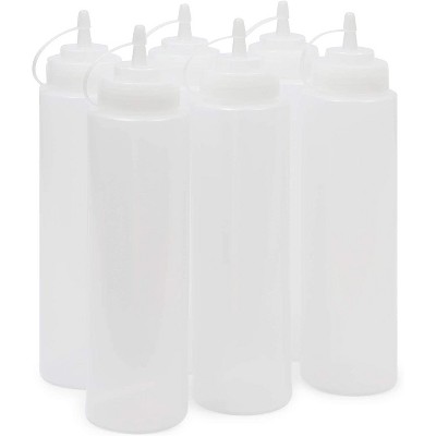 Stockroom Plus 6 Pack Clear Plastic Condiment Squeeze Bottles for Restaurant (24 oz)