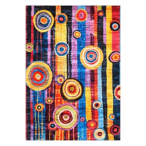 Washable Modern Printed Rug Non Slip Low Pile Rug Soft Contemporary Throw Floor Cover Foldable Indoor Carpet for Living Room Bedroom Playroom Nursery - 1 of 4