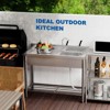 Commercial Stainless Steel Utility Sink, Freestanding Kitchen Sink with Left Countertop, Faucet, Adjustable Feet, for Restaurant, Garage, Outdoor - 3 of 4