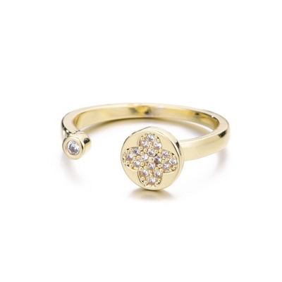 Adornia 14k Gold Plated Open Bands CZ Clover Ring