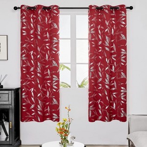 Deconovo Silver Leaves Blackout Curtain Panels (2 Pack, Thermal) - 1 of 4