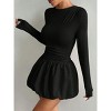 Women's Slim - Fit Long Sleeve Dress, Flared Puff Skirt Bodycon Mini Dress for Casual & Party Wear - 2 of 4