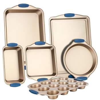 NutriChef 8-Piece Nonstick Stackable Bakeware Set - PFOA, PFOS, PTFE Free  Baking Tray Set w/Non-Stick Coating, 450°F Oven Safe, Round Cake, Loaf