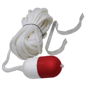 Kemp 12" White and Red Standard Rescue Throw Line and Buoy 75' Rope - 1 of 2