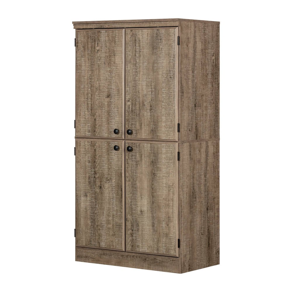 Morgan 4 Door Storage Cabinet Oak - South Shore: Laminated Particleboard, Metal Hardware, Meets Safety Standards