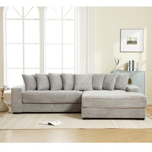 NicBex New Arrival Oversized 2 Piece L Shaped Corduroy Sofa with Left Chaise Daybed,Armrests & Throw Pillows,Easy Assembly - 1 of 4
