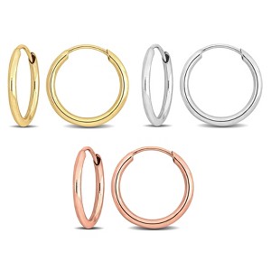 EVERLY JEWELRY | 14k 3-Tone Gold 13mm Hoop Earrings 3-Piece Set - 1 of 4