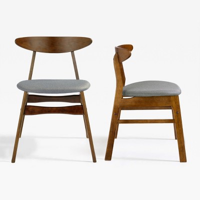 WestinTrends Mid Century Modern Solid Wood Upholstered Dining Side Chair (Set of 2)