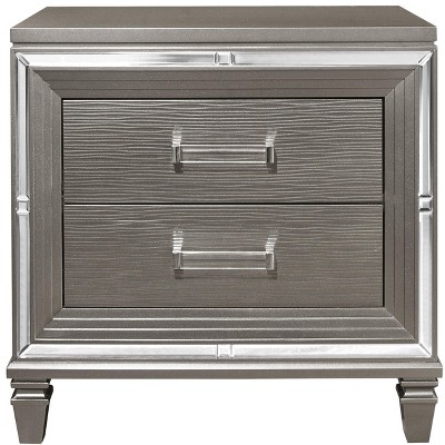 NicBex Nightstand with 2 Drawers,1pc Side Table with Pulls and Multi-colored Finish,Bedside Table for Bedroom,Living Room,Gray/White