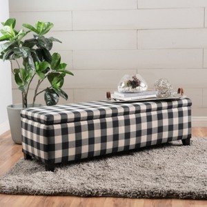 XIYUYEU Storage Bench in Textured Fabric Hinged Lid for Seating Hidden Storage - 1 of 4