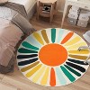 Colorful Machine Washable Area Rug, Non-Slip Indoor Carpet for Living Room, Bedroom, Modern Minimalist Front Door Mat with Sun Accent Design. - 3 of 4