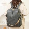 INFURNIC Backpacks Women Retro PU Leather Backpack Multi Function Large Capacity Stylish Travel Work Bag, Grey, 13.26"*16.77"*2.34" - 2 of 4
