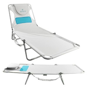 Ostrich Ladies Comfort Lounger with Chest Support, Foldable and Portable Reclining Outdoor Patio Beach Lawn Camping Pool Tanning Chair, White - 1 of 4