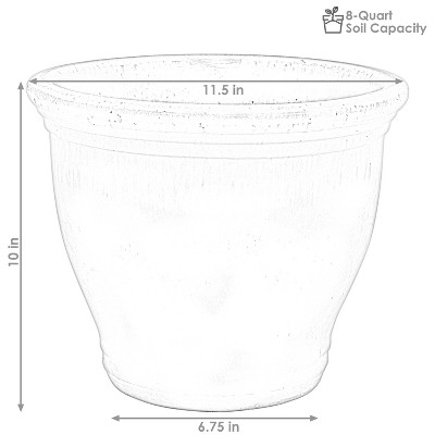 Seafoam High-Fired Glazed Ceramic Planter Duo with Drainage, 11-Inch