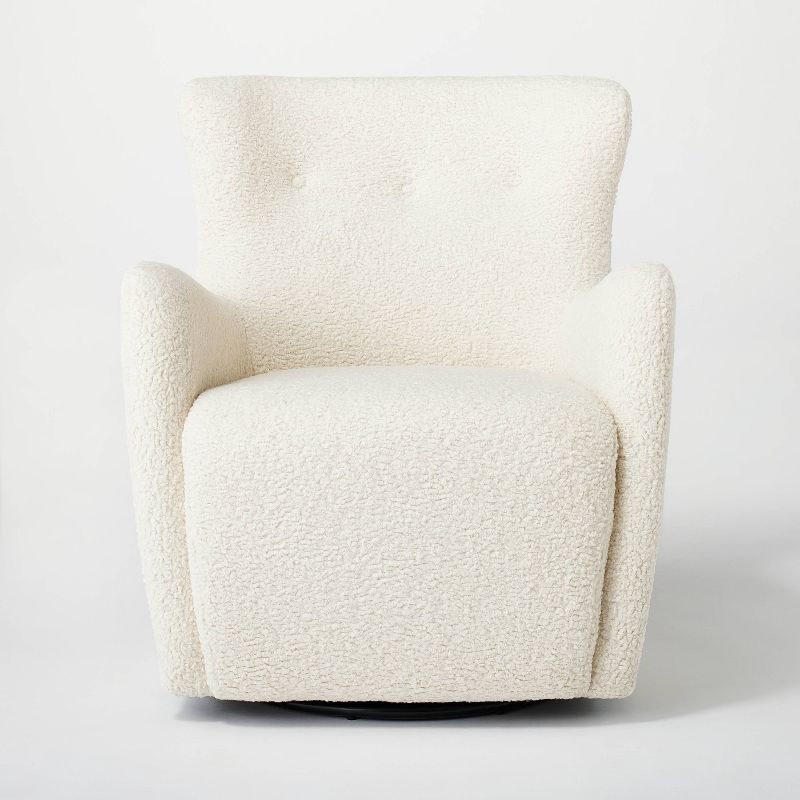 Kessler Swivel Accent Chair Cream Faux Shearling - Threshold&#8482; designed with Studio McGee, 4 of 10