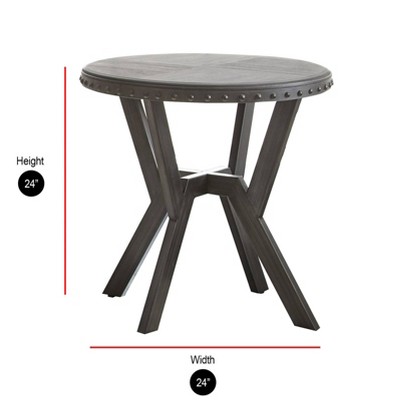 Contemporary 24" Gray Wood & Metal Round End Table