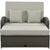 YOOCOZZ PE Wicker Rattan Patio 2-Person Reclining Chaise Lounge with Adjustable Back and Cushions - 3 of 4