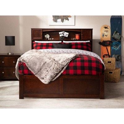 Newport Full/Double Captain's Bed with Bookcase Headboard and Storage Trundle in Walnut