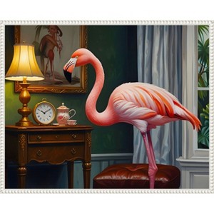Amanti Art Flamingos Cozy Corner by Kintsugi99  Framed Canvas Wall Art - 1 of 4