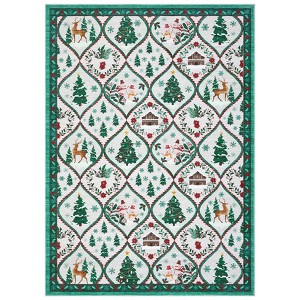 COZONY Christmas Hallway Runner Rug for Kitchen, Boho Holiday Non-Slip Washable Carpet, Stain-Resistant Low Pile Bathroom & Laundry Room Rugs Mats - 1 of 4