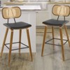Bekrvio 26" Mid Century Modern Counter Height Bar Stools - Rattan Cane Back, Wood, PU Leather Upholstered for Kitchen Island Dining - 2 of 4