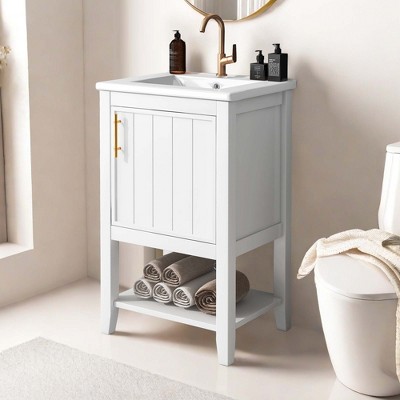 NicBex 20" Bathroom Storage Cabinet with Sink Bathroom Cabinets with 1 Spacious Cabinet, 1 Open Shelf for Bathroom