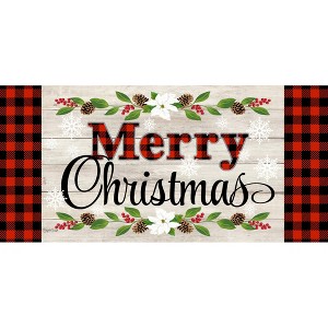 0.25 In Christmas Sentiments Mat Sassafras Merry Poinsettia Door Mat - 1 of 3