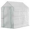 Outsunny 47.25" x 73.25" x 74.25" Walk-in Greenhouse, Outdoor Portable Plant Flower Growing Warm House with Roll-up Door and 4 Shelves, White - 4 of 4