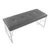 TiramisuBest Contemporary Bench in Silver Metal and Camel Faux Leather, 18.0"L Entryway Bench - 3 of 4