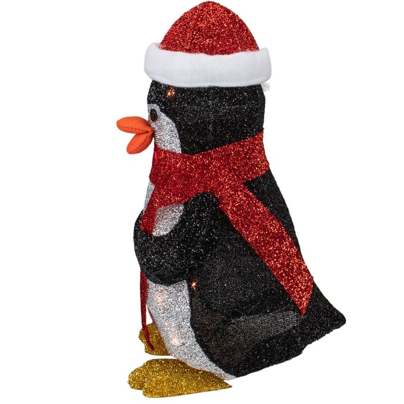 Northlight 19.5" White and Red Lighted Penguin with Santa Hat Outdoor Christmas Decoration, 4 of 6