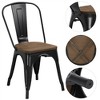 Yaheetech 4PCS Metal Frame and Wood Seat Stackable Dining Chairs with Backrest Footrests - 4 of 4
