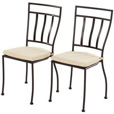 2pc Coated Steel Semplice Indoor/Outdoor Bistro Chairs with Cushions - Alfresco Home